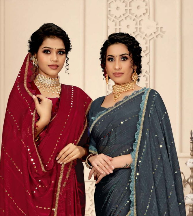 Ynf Navyasa New Exclusive Wear Sequence Georgette Fancy Sarees Collection 